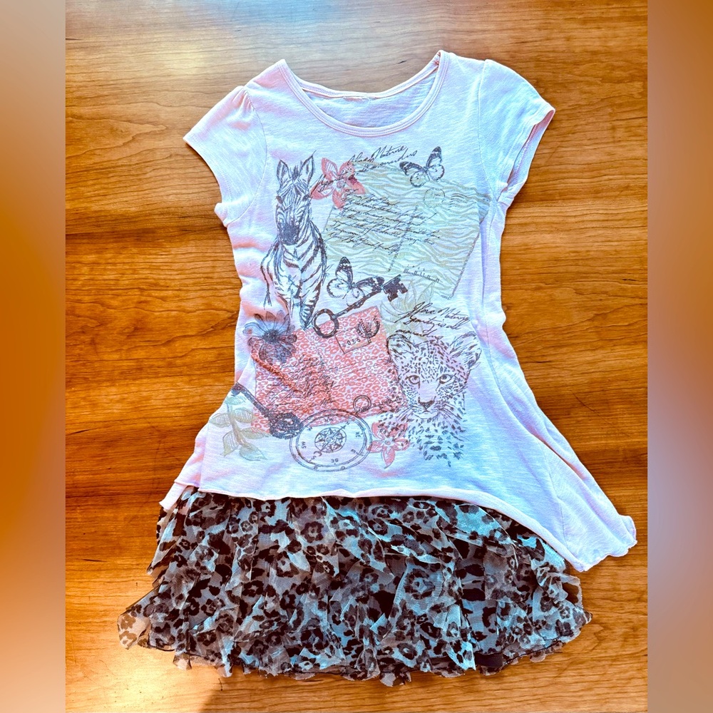 Girls Justice for Girls skirt and matching shirt